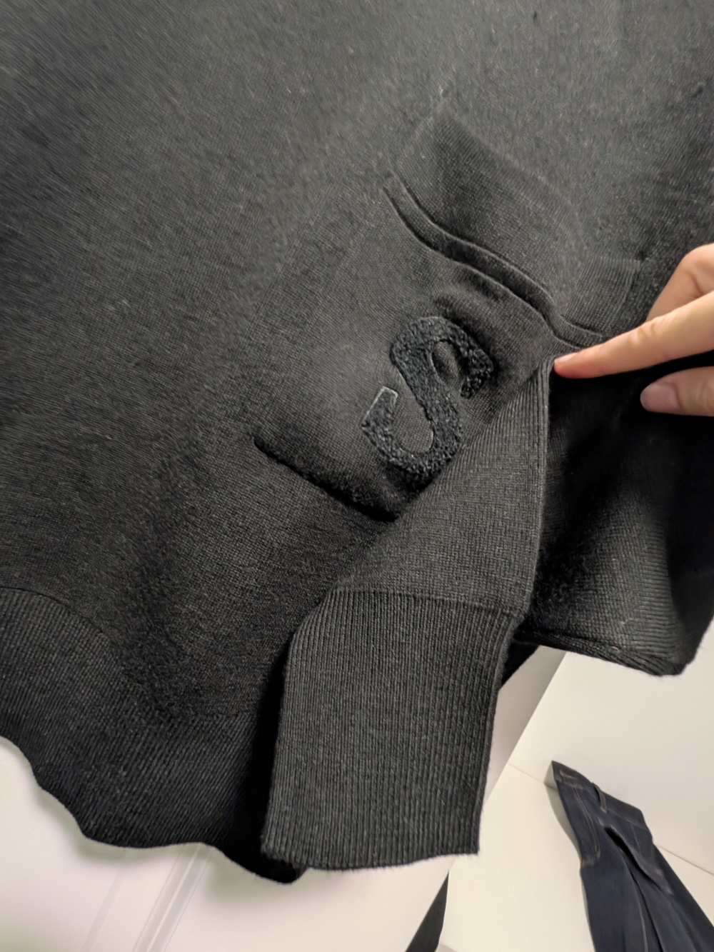Sandro Black Crewneck Sweater with Textured 'S' Detail